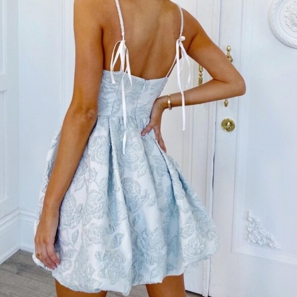 For Love & Lemons Lydia Party Dress Bubbke Jacquard Rhinestone trim Metallic M - Picture 13 of 16